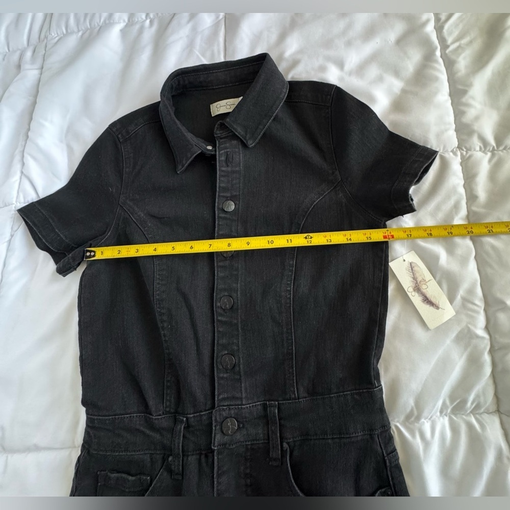 Jessica Simpson Black Denim Jeans Jumpsuit. - Picture 11 of 12